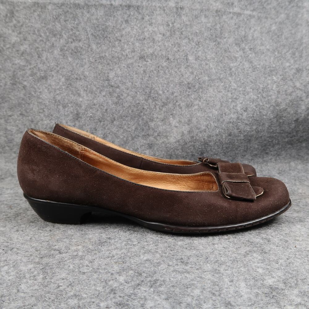 Softspots Shoes Womens 7.5 Loafer Pumps Low Heel Slip On Brown Closed Toe Bow